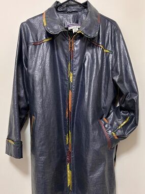 MaryLouOzboltStore Fibre Arts Women's Raincoat, Waxed Linen with flannel lining.